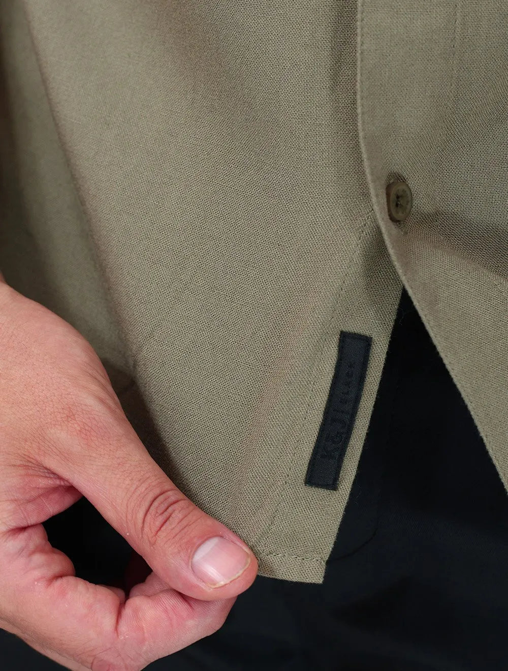 Camisa K&J Black Casual Linen Blend Caqui