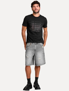 Camiseta John John Masculina Slim Fit Grunge Preto