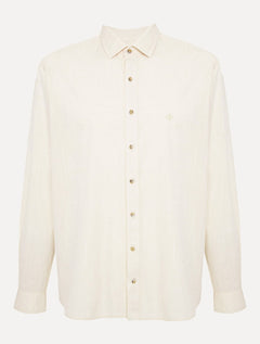 Camisa Dudalina Masculina Slim Slub Cotton Flame Lisa Off White