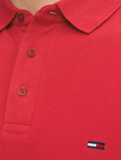 Polo Tommy Jeans Masculina Piquet Regular Placket Vermelho Médio