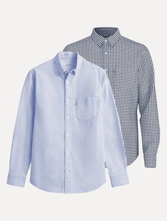 Kit Camisas Levis | Masculina Standard One Pocket Xadrez/Azul Claro