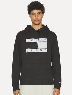 Moletom Tommy Jeans Masculino Hoodie Flag Logo Spray Preto