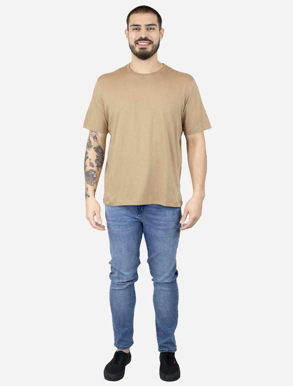 Camiseta Individual Comfort Pima Soft Touch Logo Cáqui