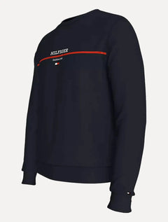 Moletom Tommy Hilfiger Masculino Stripe Terry 1985 Azul Marinho