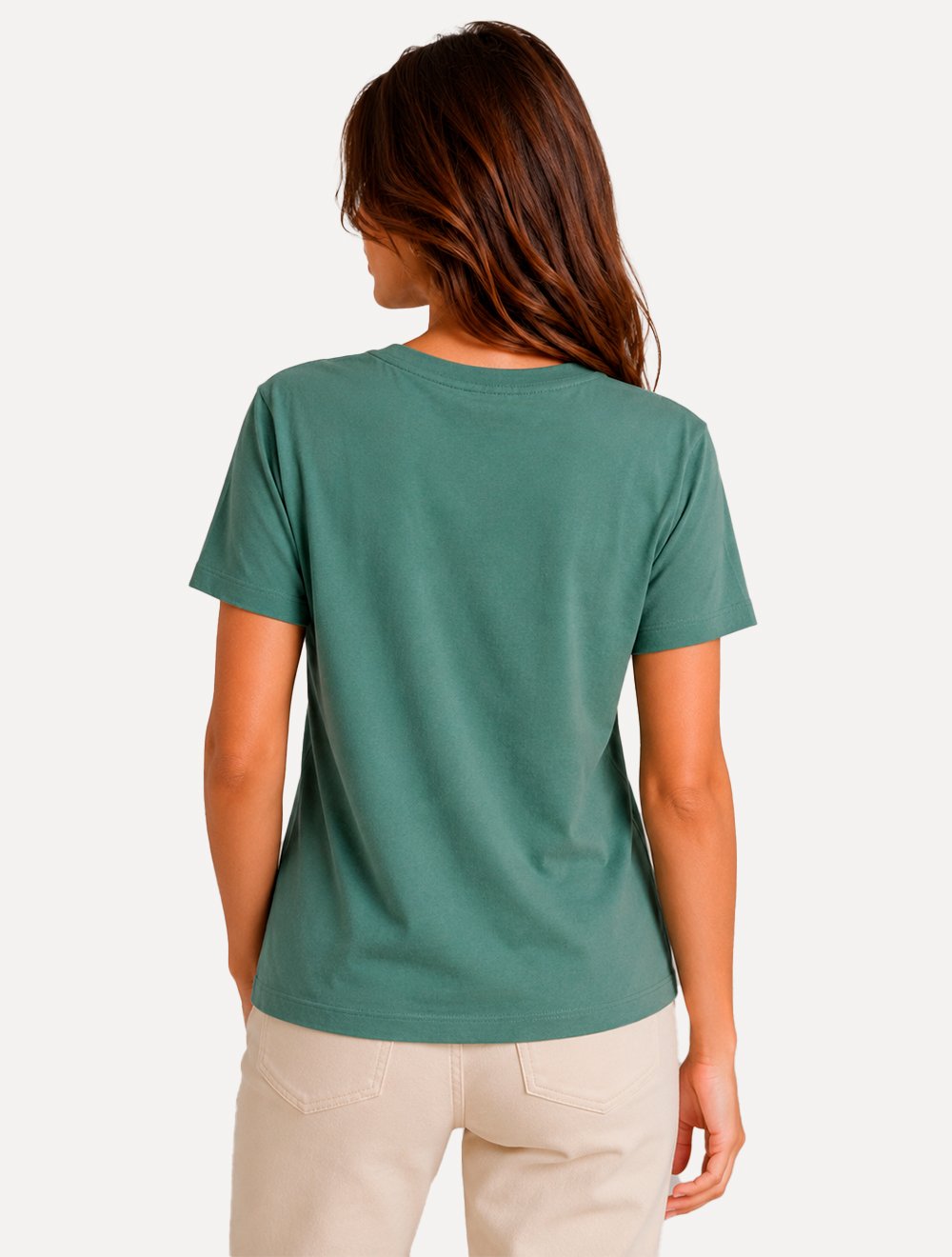 Camiseta Guess Feminina Chest Rubber Logo Verde Escuro