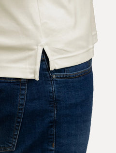 Polo Tommy Hilfiger Masculina Malha Liquid Cotton Essential Off-White