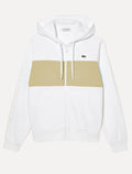 Moletom Lacoste Masculino Colorblock Zip-Up Hoodie Cáqui/Off-White