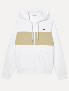 Moletom Lacoste Masculino Colorblock Zip-Up Hoodie Cáqui/Off-White