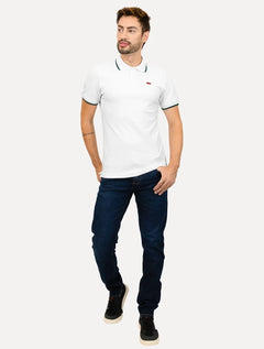 Polo Levis Masculina Slim Housemark Frieze Branca