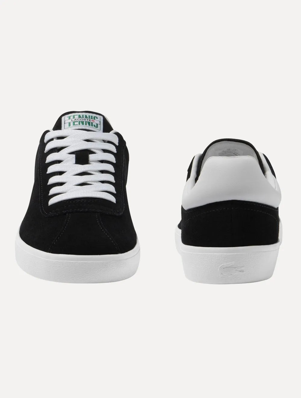 Tênis Lacoste Masculino Couro Suede Baseshot Blk/Wht Preto