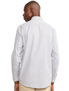 Camisa Aramis Masculina Regular Tricoline Micro Grid Xadrez Azul Cáqui Branca