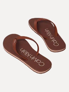 Chinelo Calvin Klein Swimwear Silk Basic Logo Marrom