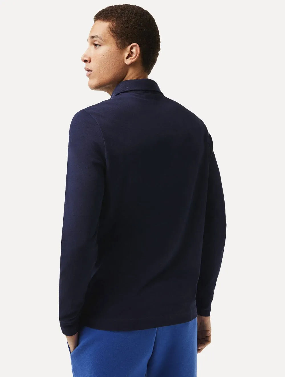 Polo Lacoste Masculina Piquet Manga Longa Paris Stretch Azul Marinho