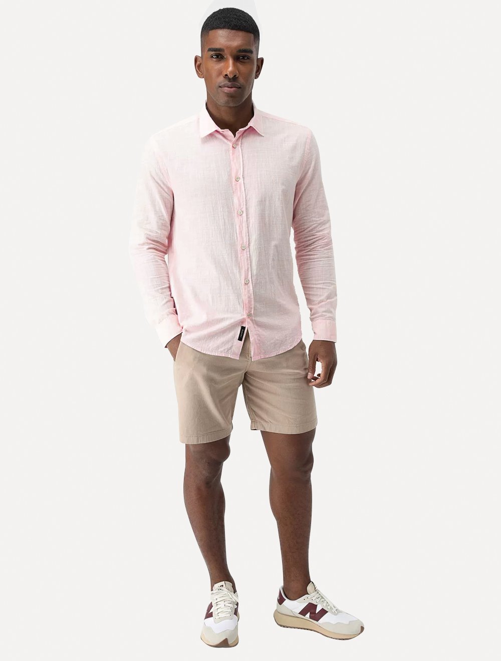 Camisa Aramis Masculina Slim Flame Lisa Rosa Claro