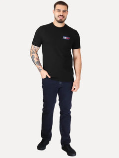 Camiseta Tommy Jeans Masculina Regular Italic Colors Logo Preta