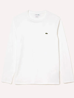 Camiseta Lacoste Masculina Manga Longa Jersey Pima Cotton Branca