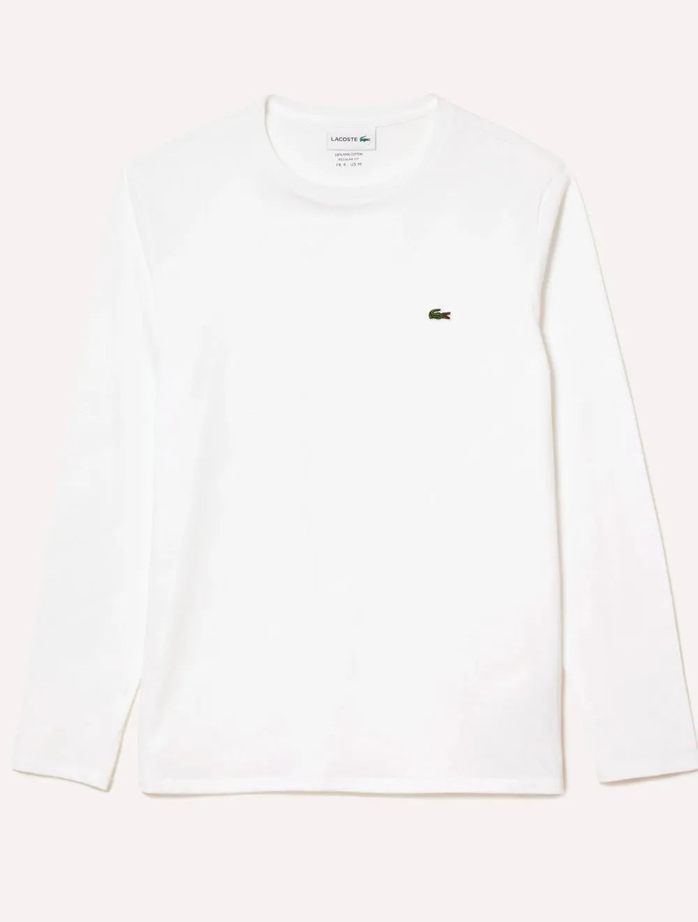 Camiseta Lacoste Masculina Manga Longa Jersey Pima Cotton Branca
