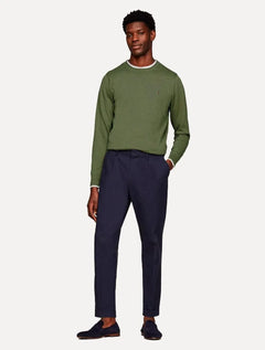 Suéter Tommy Hilfiger Masculino Crewneck Essential Cotton Verde Militar
