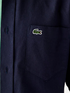 Camisa Lacoste Masculina Regular Oxford Buttoned Collar Azul Marinho