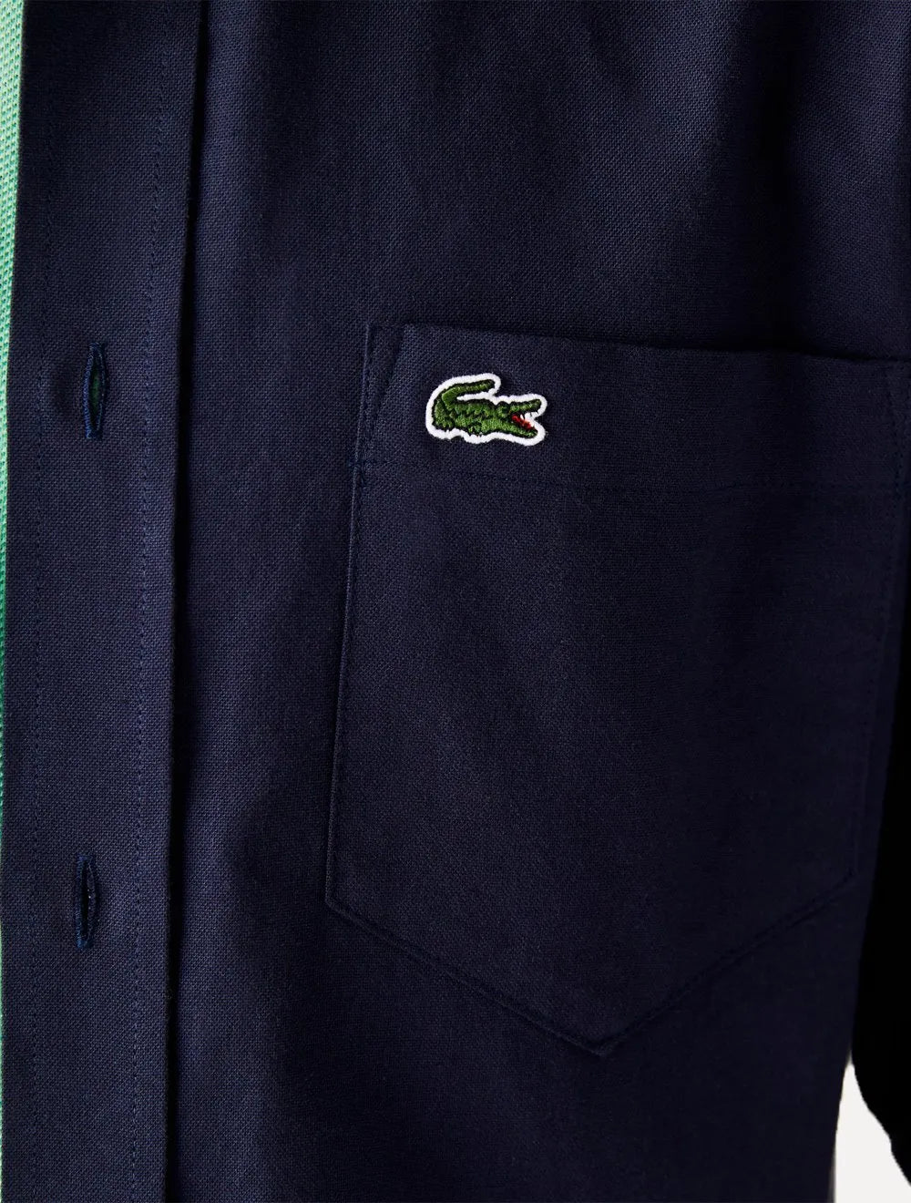 Camisa Lacoste Masculina Regular Oxford Buttoned Collar Azul Marinho