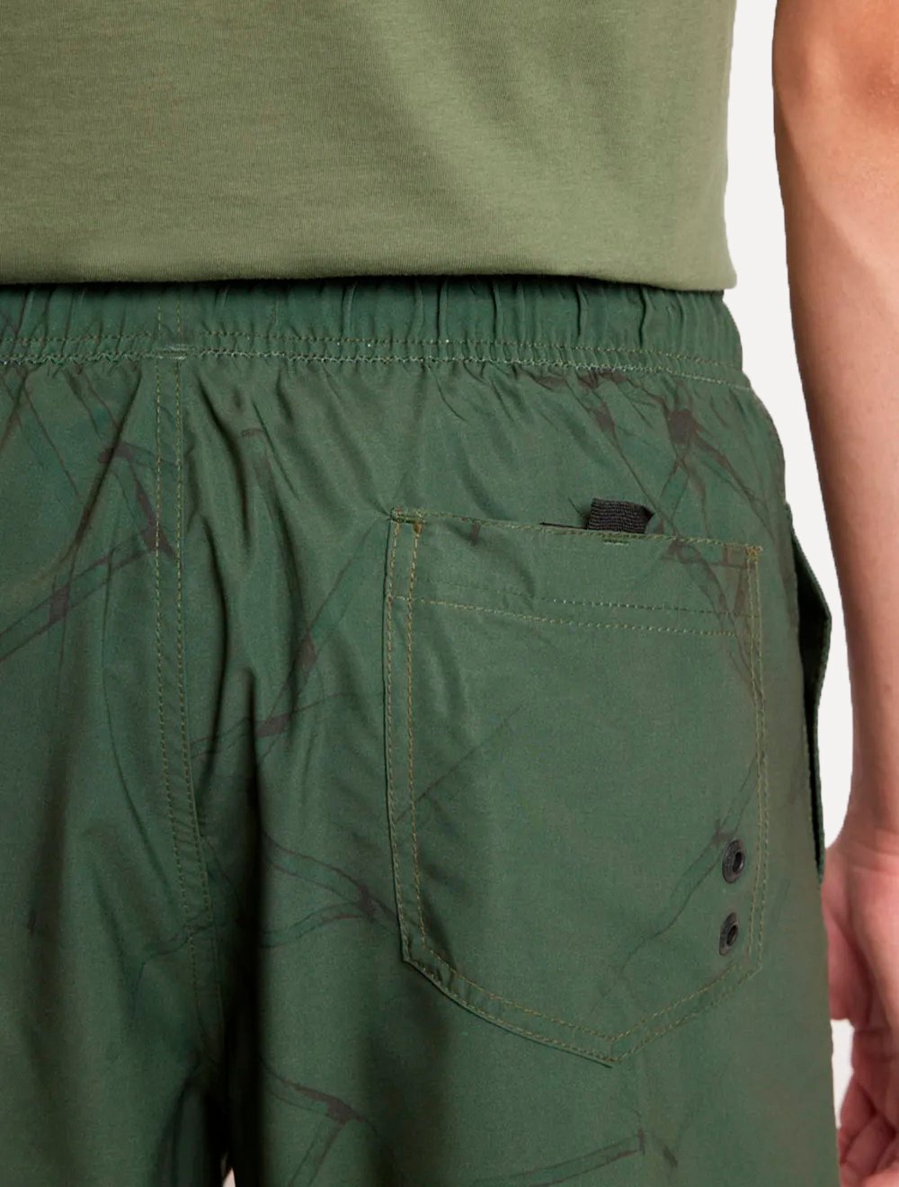 Short Aramis Masculino D'Água Elastico Estampado Traços Verde Escuro