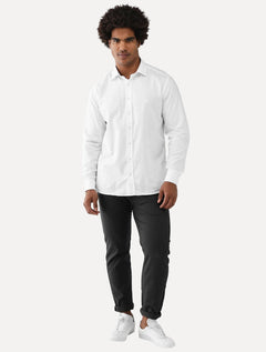Camisa Dudalina Masculina Slim Fitt Superfine Cotton Light Logo Lisa Branca