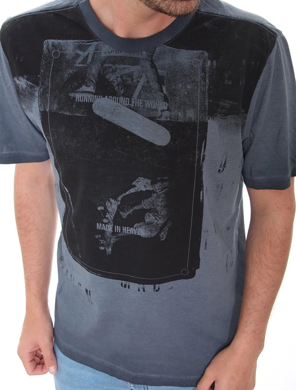 Camiseta John John Masculina RX Stoned Print Azul Indigo