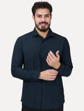 Camisa Aramis Masculina Slim Stretch Poliviscose de Bambu Azul Marinho