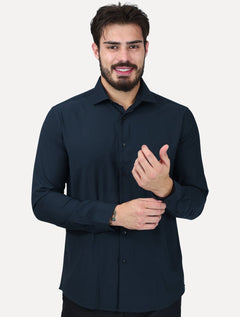 Camisa Aramis Masculina Slim Stretch Poliviscose de Bambu Azul Marinho