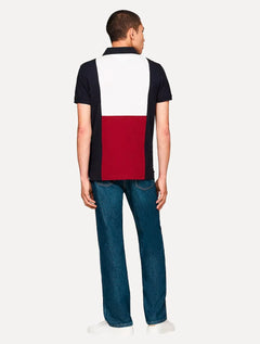 Polo Tommy Hilfiger Masculina Regular Piquet Colour-Blocked Back Azul Marinho