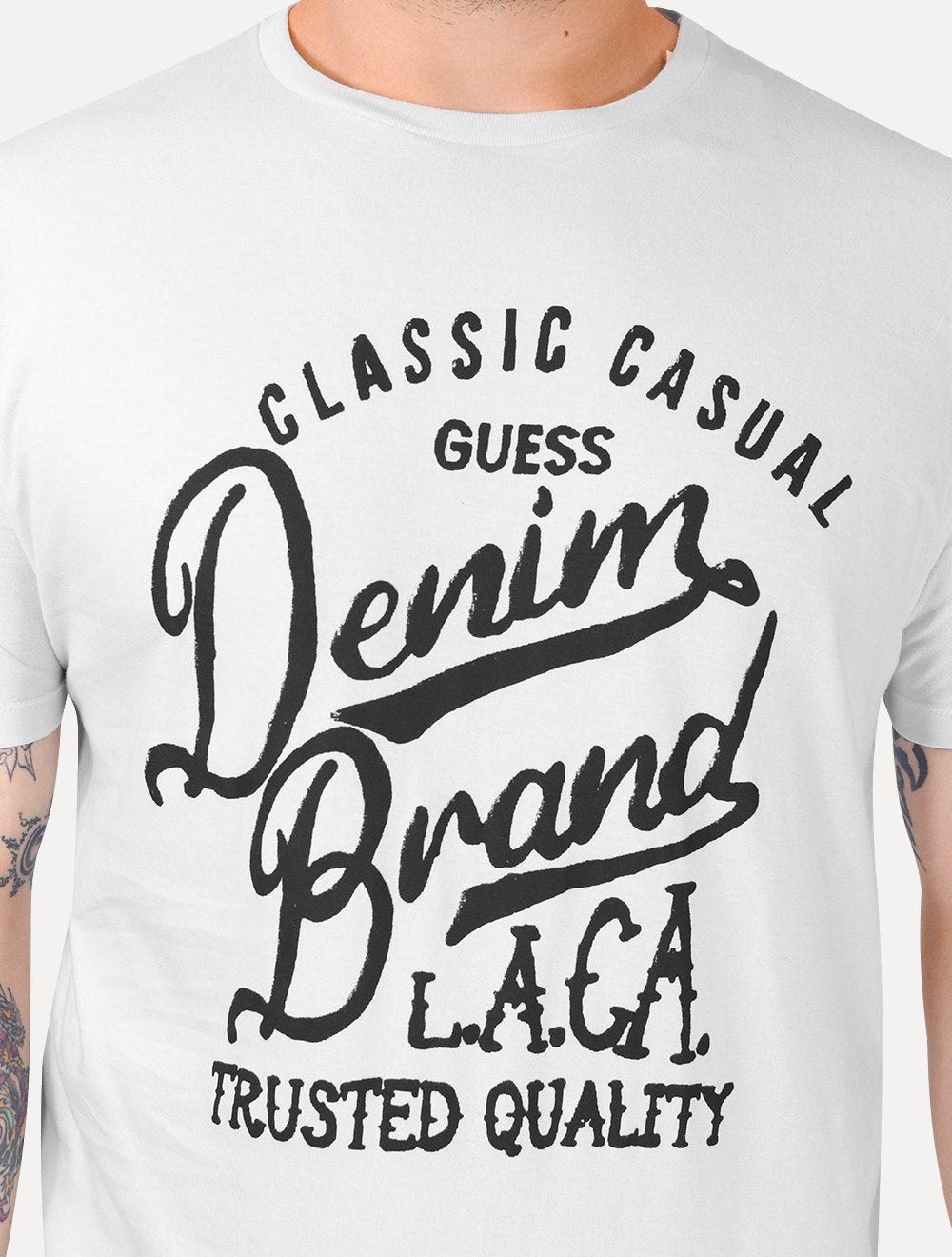 Camiseta Guess Masculina Denim Trusted Branca