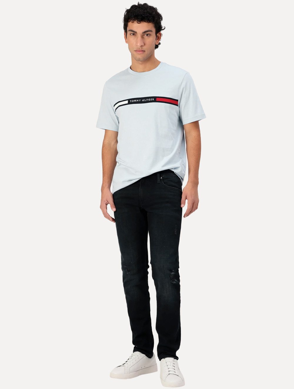 Camiseta Tommy Hilfiger Masculina Chest Insert Logo Azul Claro