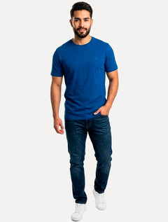 Camiseta Individual Masculina Comfort Pima Soft Touch Logo Azul