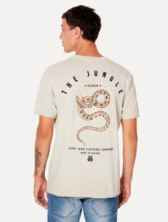 Camiseta John John Masculina Regular Snake Jungle Caqui Escuro