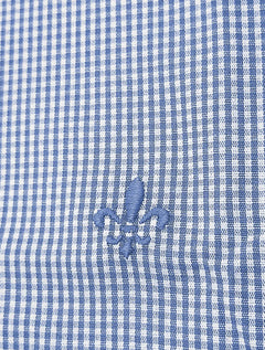 Camisa Dudalina Masculina Slim Superfine Cotton Vichy Azul Médio