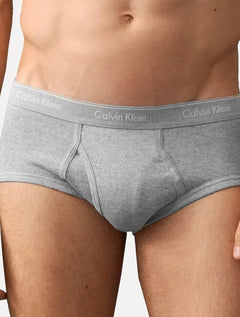 Cuecas Calvin Klein Underwear Brief Cotton Rib Cinza Pack 3UN