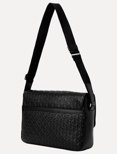 Bolsa Calvin Klein Masculina Transversal AOP CK Relevo Preta