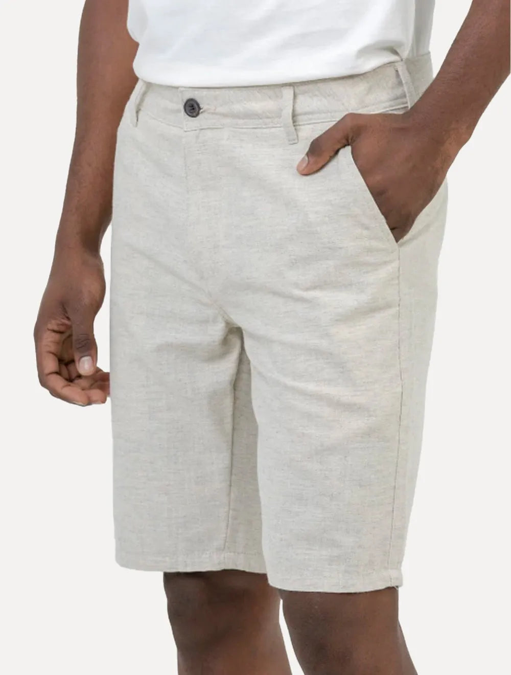 Bermuda King & Joe Masculina Slim Casual Soft Colors Cinza Claro