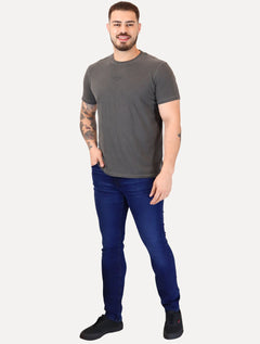 Camiseta Guess Masculina Rubber Est.1981 Stoned Chumbo