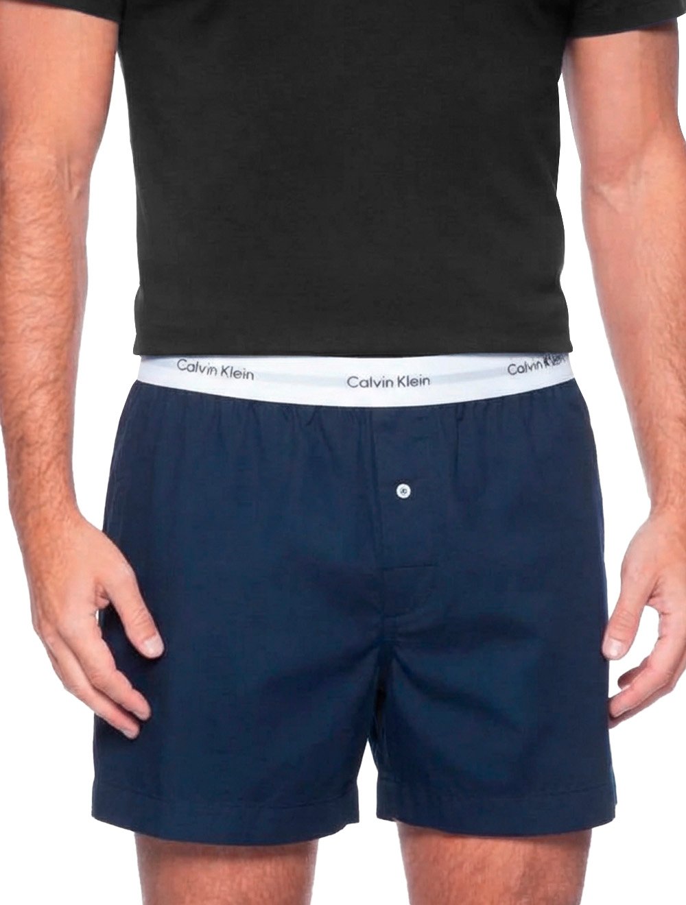 Cueca Calvin Klein Samba Canção New Logo Tricoline Azul Marinho