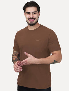 Camiseta Calvin Klein Jeans Masculina Light New Logo Chocolate