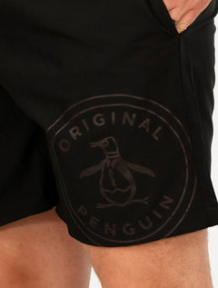 Short Original Penguin Masculino D'Água Estampa Localizada Preto