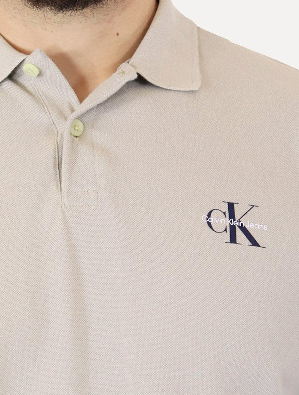Polo Calvin Klein Jeans Masculina Piquet Regular Fit Re Issue Cáqui Claro