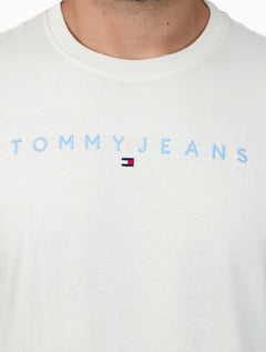 Camiseta Tommy Jeans Masculina Core Linear Blue Logo Off White