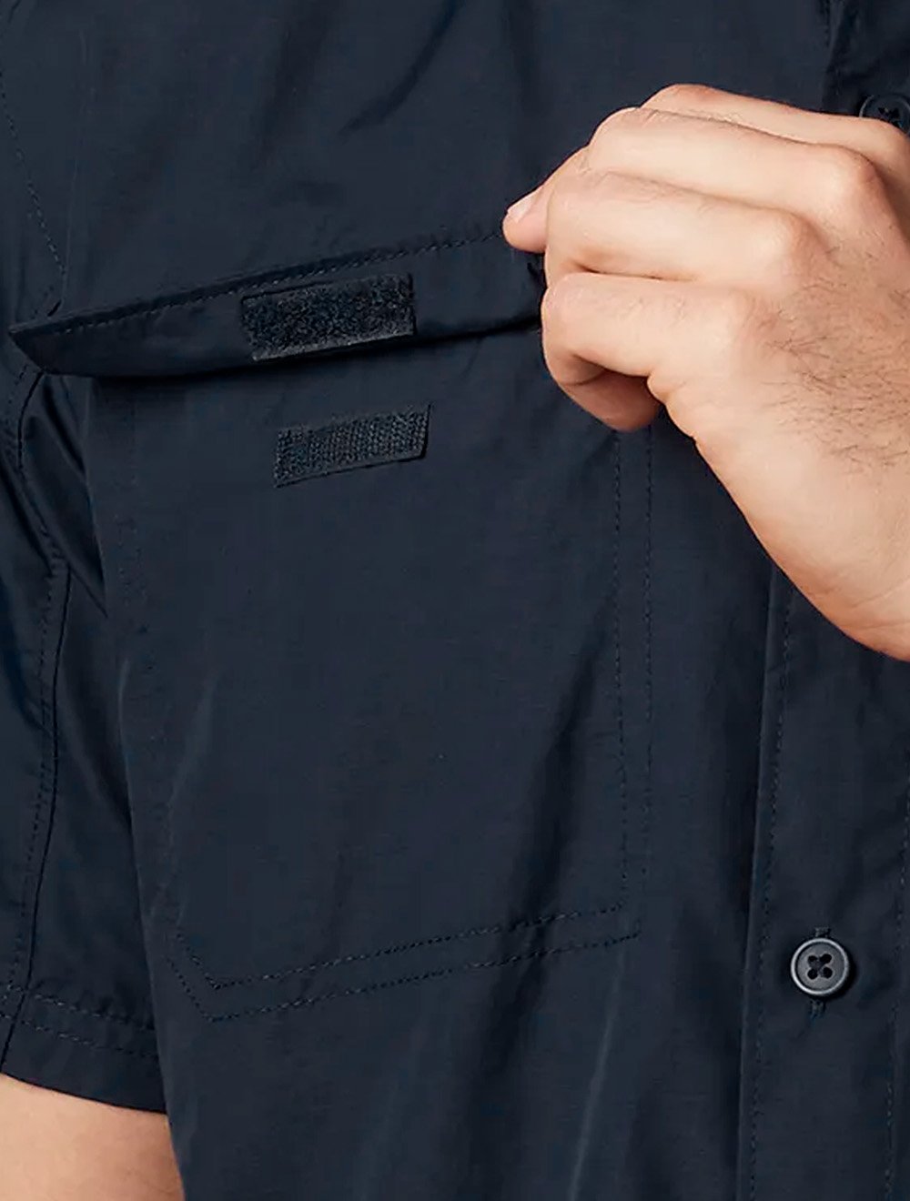Camisa Columbia Masculina Manga Curta Silver Ridge Pockets Azul Marinho
