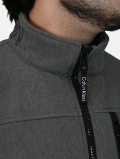 Jaqueta Calvin Klein Masculina Basic Fullziper Aquaguard Cinza Claro