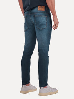 Calça King & Joe Jeans Masculina Flex Denim Dark Blue Skinny Azul Médio