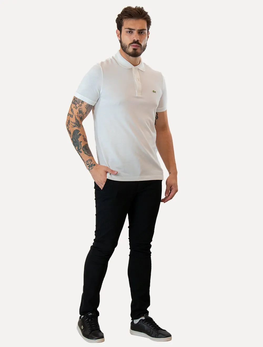 Polo Lacoste Masculina Slim Fit Petit Piquet Branca