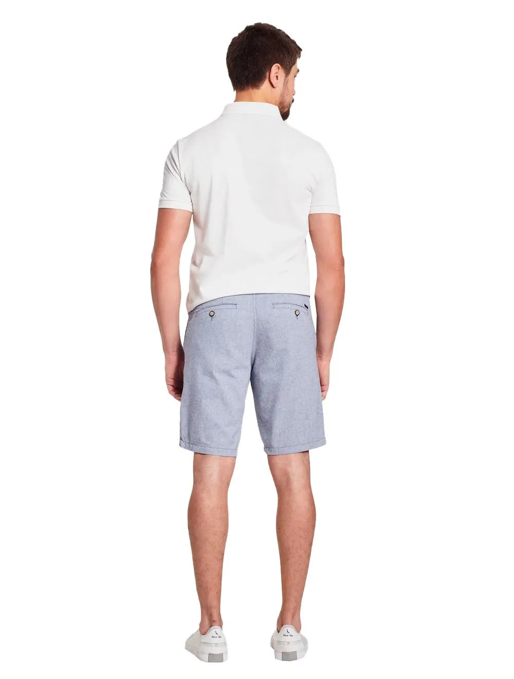 Bermuda Reserva Masculina Oxford Forro Meia Malha Marinho Mescla