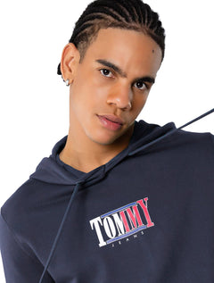Moletom Tommy Jeans Masculino Regular Crewneck Essential Graphic Hoodie Azul Marinho